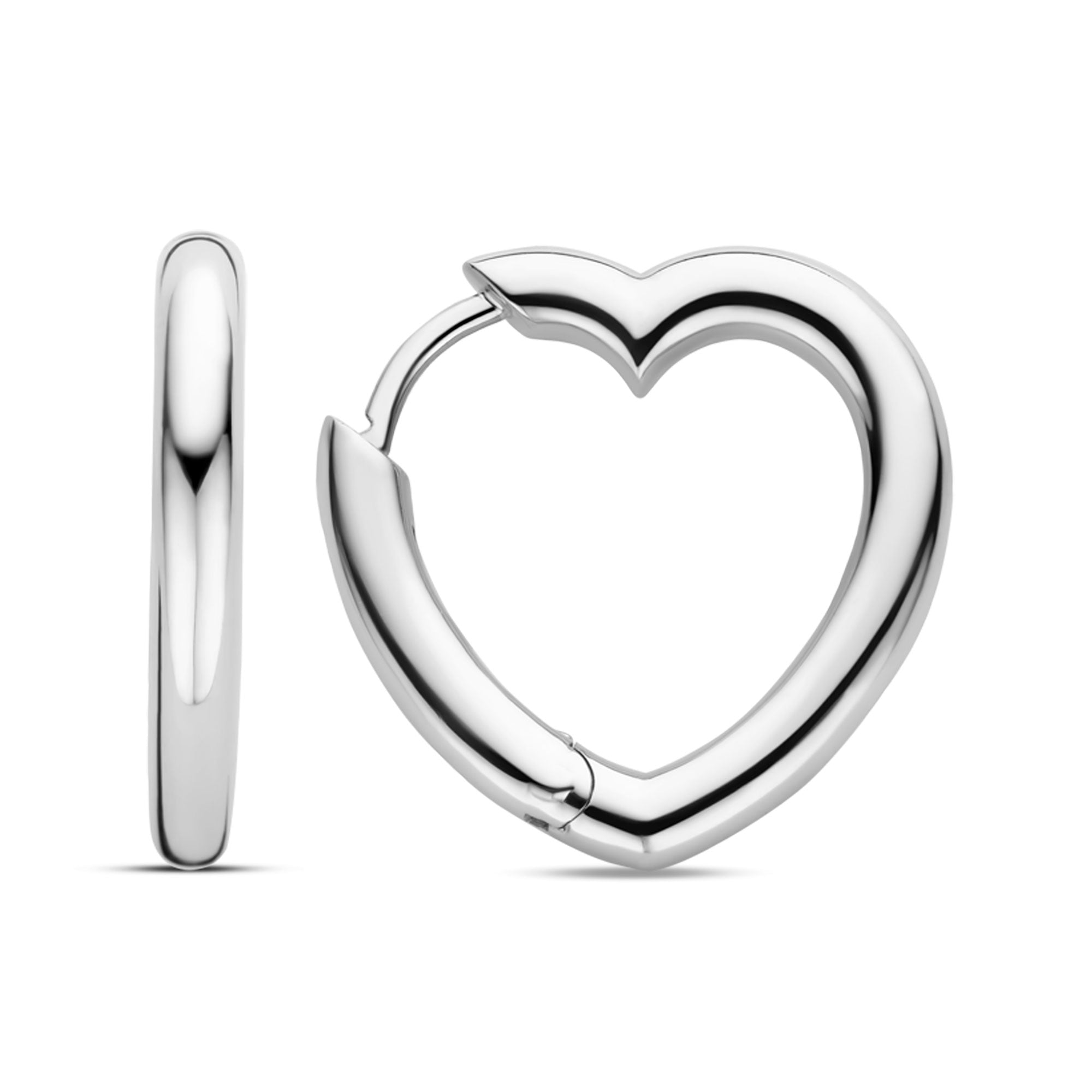 Sterling silver heart on sale shaped hoop earrings