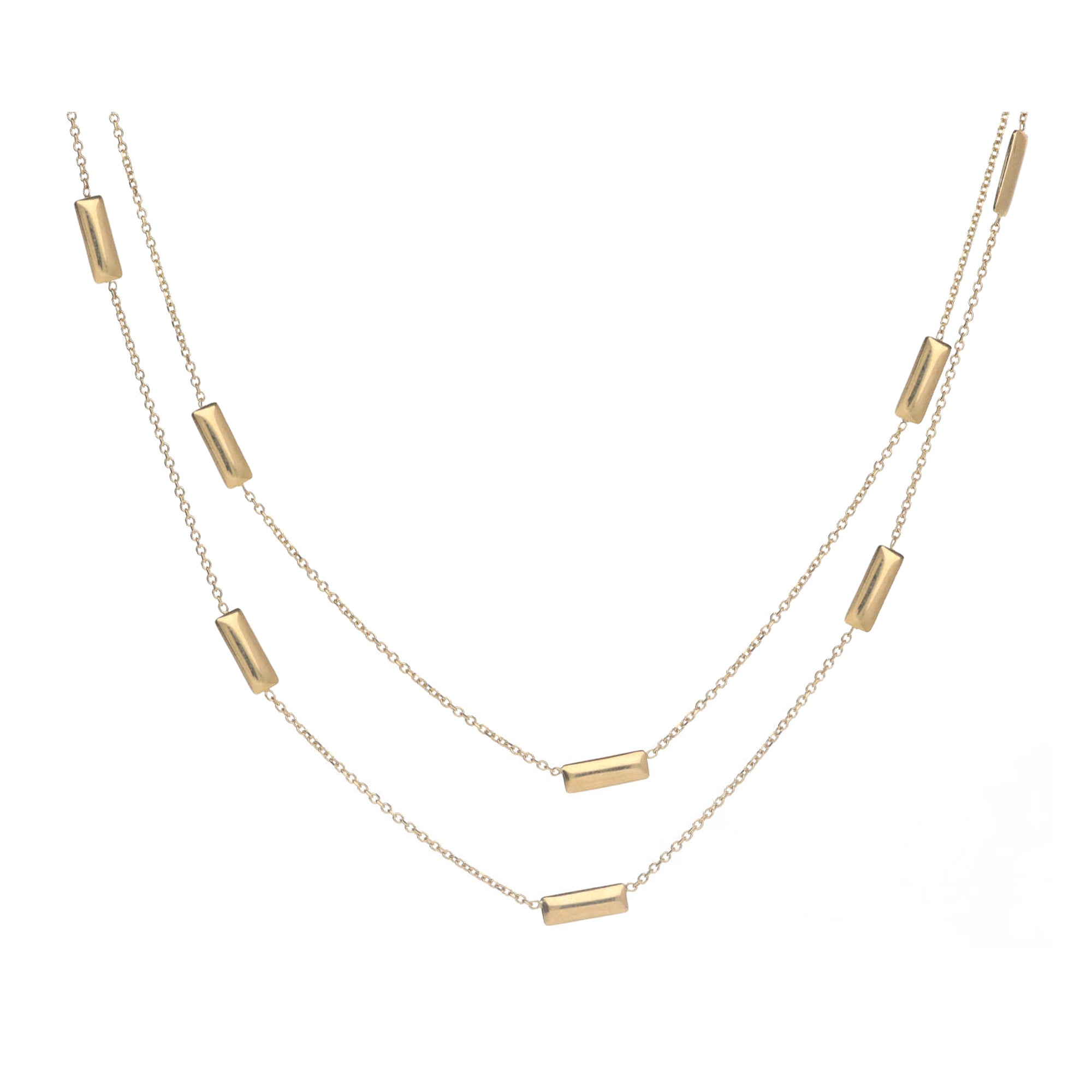 9ct Yellow Gold Double Row Marquise Link Necklet