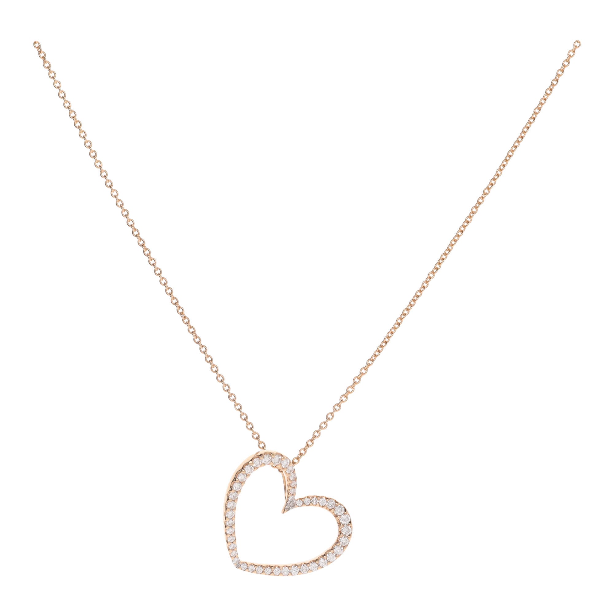 Diamond Open Heart 18ct Rose Gold Necklace Michael Jones Jeweller