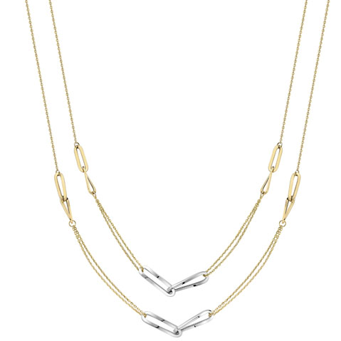 Elongated 9ct White and Yellow Gold Necklet – Michael Jones Jeweller