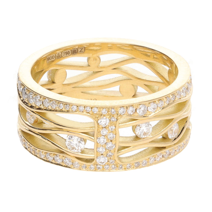 Diamond 0.81ct 18ct Yellow Gold Wave Ring