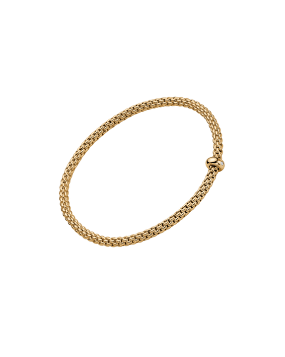 Fope Flex'It  Prima 18ct Yellow Gold 0.01ct Diamond Set Bracelet Small - Michael Jones Jeweller