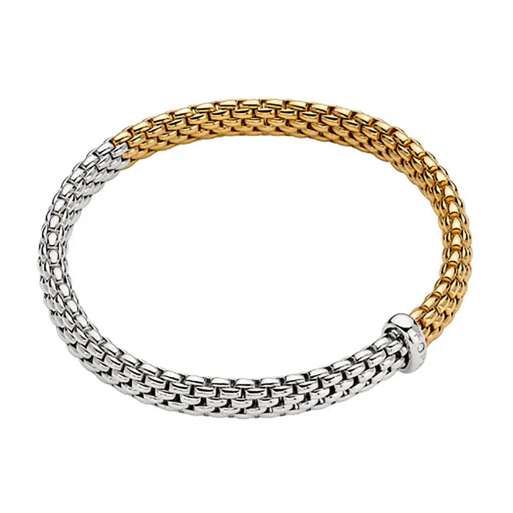 FOPE Flex'it Vendôme 18ct Yellow and White Gold 0.01ct Diamond Set Bracelet Medium - Michael Jones Jeweller