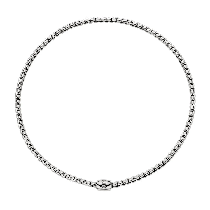 FOPE Flex'it Eka 18ct White Gold 0.01ct Diamond Set Ornamental Clasp Necklace 37cm