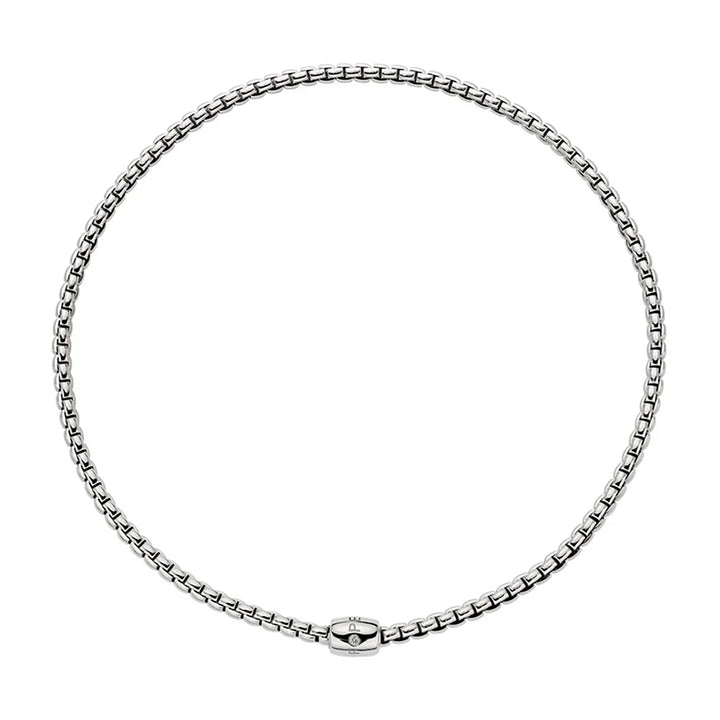 FOPE Flex'it Eka 18ct White Gold 0.01ct Diamond Set Ornamental Clasp Necklace 40cm