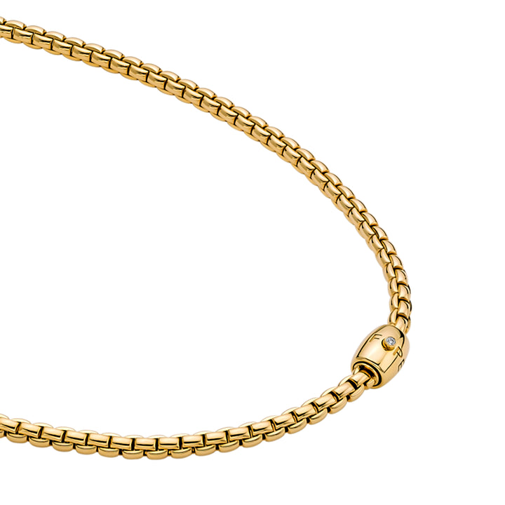 FOPE Flex'it Eka 18ct Yellow Gold 0.01ct Diamond Set Ornamental Clasp Necklace 37cm - Michael Jones Jeweller