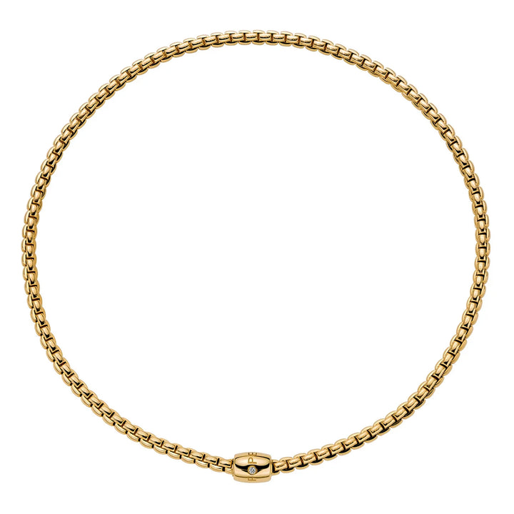 FOPE Flex'it Eka 18ct Yellow Gold 0.01ct Diamond Set Ornamental Clasp Necklace 43cm - Michael Jones Jeweller