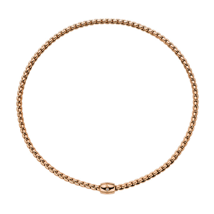 FOPE Flex'it Eka 18ct Rose Gold 0.01ct Diamond Set Ornamental Clasp Necklace 43cm - Michael Jones Jeweller