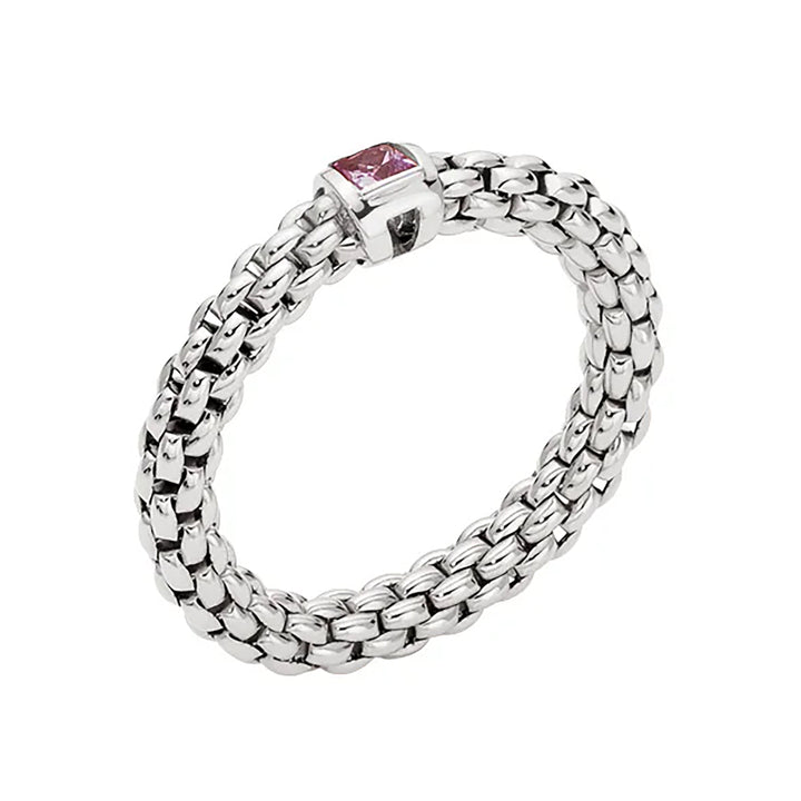 FOPE Flex'it Souls 18ct White Gold Pink Sapphire Ring Medium - Michael Jones Jeweller