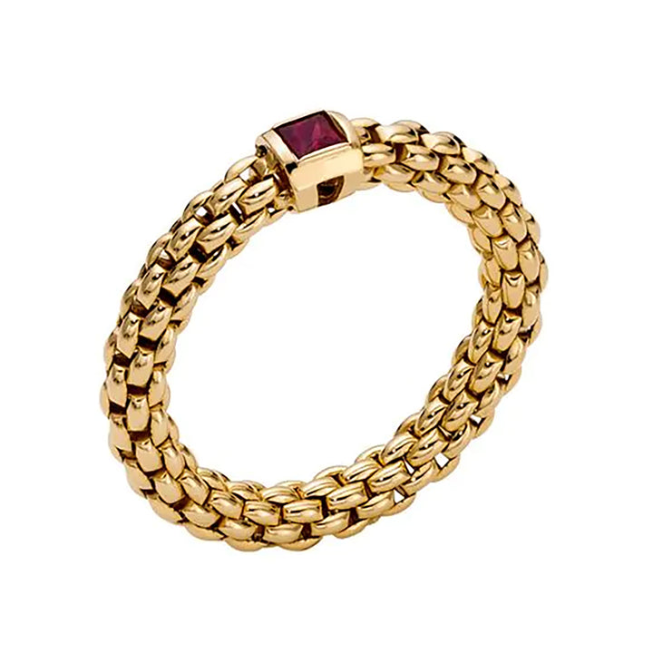 FOPE Flex'it Souls 18ct Yellow Gold Ruby Ring Medium