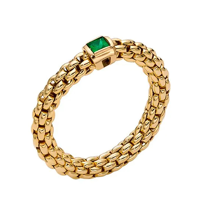 FOPE Flex'it Souls 18ct Yellow Gold Emerald Ring Medium