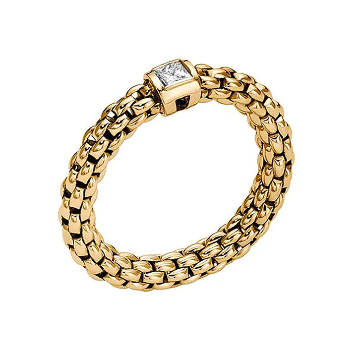 FOPE Flex'it Souls 18ct Yellow Gold 0.09ct Diamond Set Ring Medium - Michael Jones Jeweller