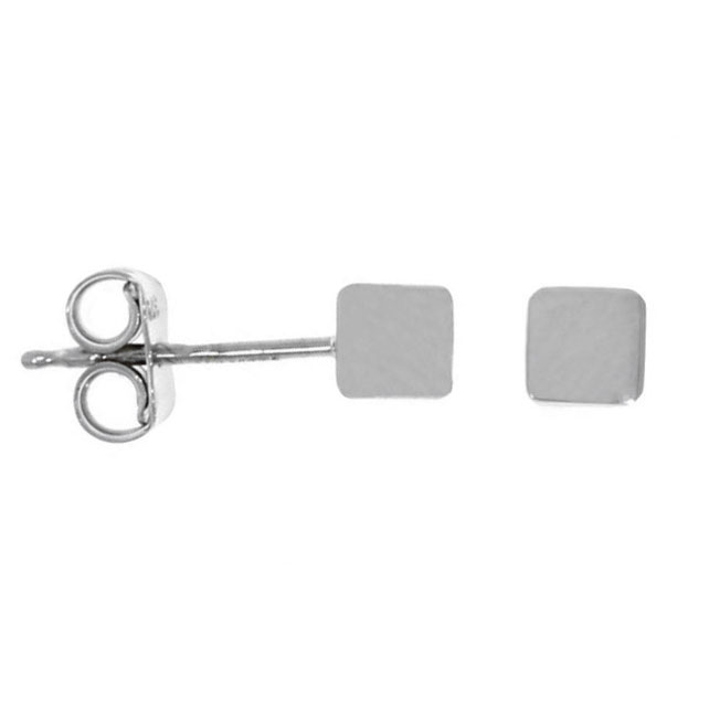 Square 9ct White Gold Stud Earrings - Michael Jones Jeweller