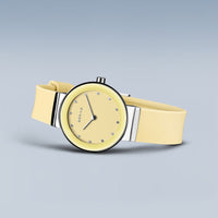 Bering Classic Polished Silver Yellow Quartz Watch 10129-600