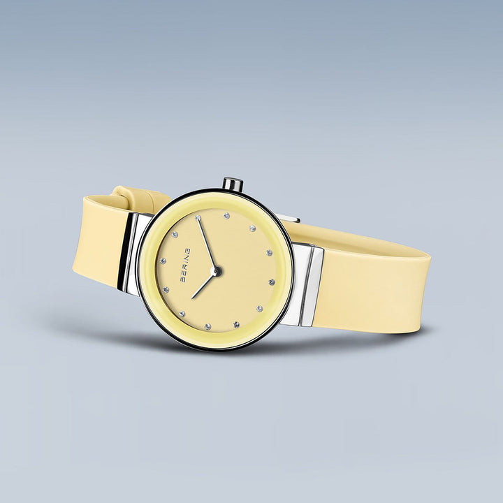 Bering Classic Polished Silver Yellow Quartz Watch 10129-600