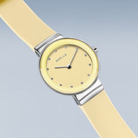 Bering Classic Polished Silver Yellow Quartz Watch 10129-600