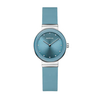 Bering Classic Polished Silver Blue Quartz Watch 10129-708