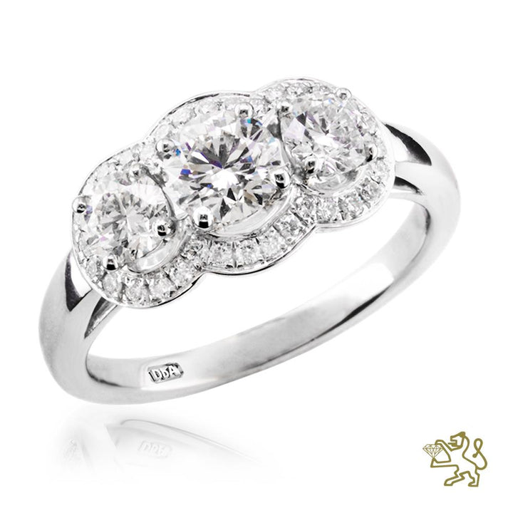 Serene Three Stone 0.16ct G VS Diamond Platinum Ring