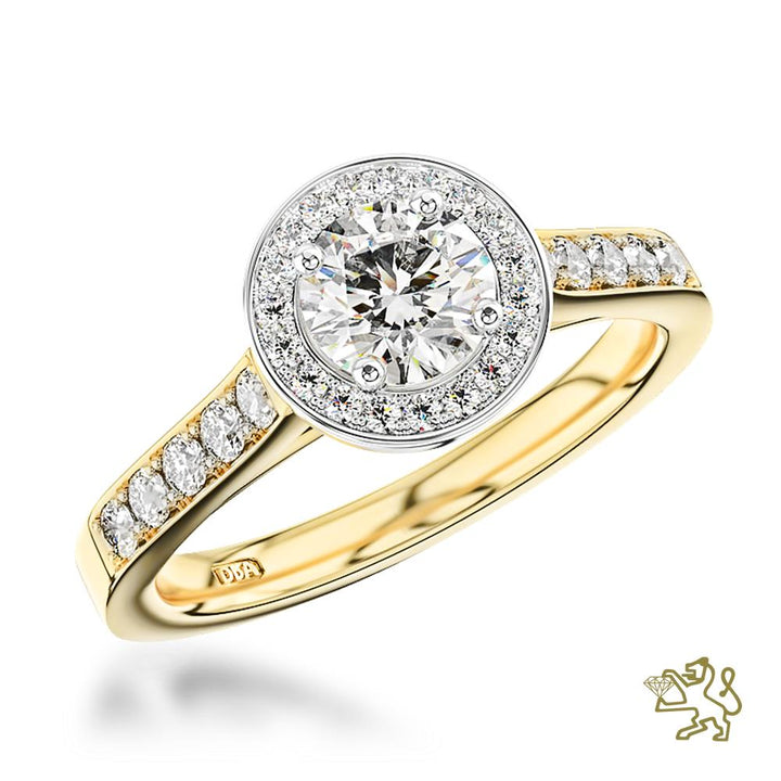 Dulcina Halo 0.50ct E VS2 Diamond Yellow Gold/Platinum Ring - Michael Jones Jeweller