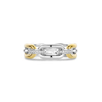 Ti Sento Yellow Gold Plated Cubic Zirconia Oval Link Ring