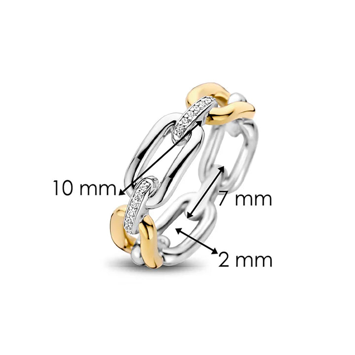 Ti Sento Yellow Gold Plated Cubic Zirconia Oval Link Ring