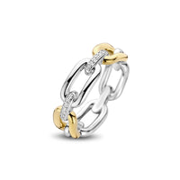 Ti Sento Yellow Gold Plated Cubic Zirconia Oval Link Ring