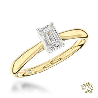 Classic Emerald Solitaire 0.40ct F VS2 Diamond Yellow Gold/Platinum Ring - Michael Jones Jeweller