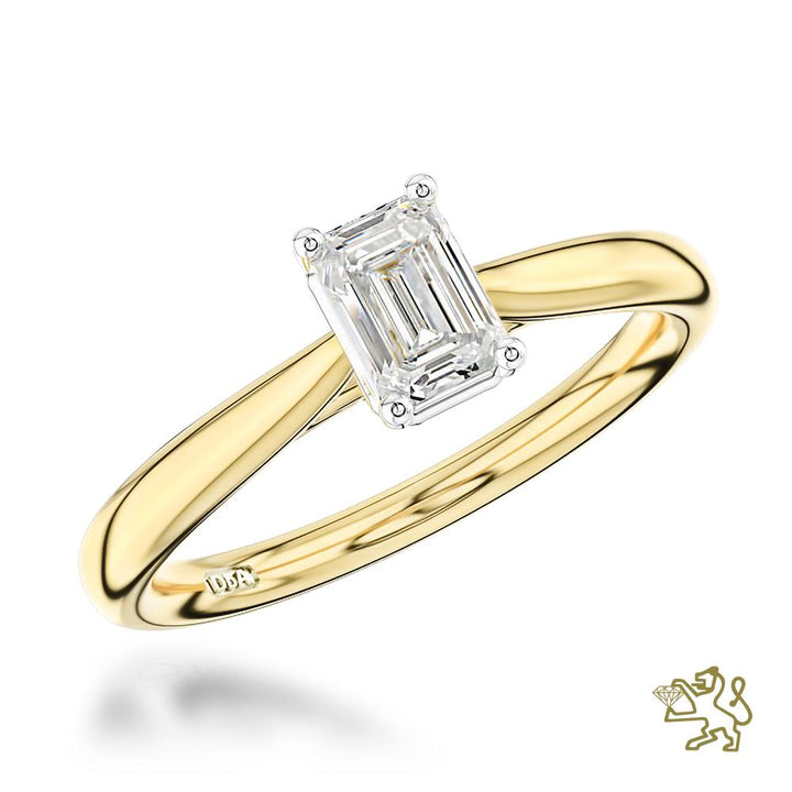 Classic Emerald Solitaire 0.40ct F VS2 Diamond Yellow Gold/Platinum Ring - Michael Jones Jeweller