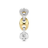 Ti Sento Yellow Gold Plated Cubic Zirconia Coffee Bean Link Ring