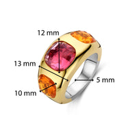 Ti Sento Yellow Gold Plated Orange and Pink Stone Ring - Michael Jones Jeweller