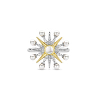 Ti Sento Yellow Gold Plated Synthetic Pearl and Cubic Zirconia Star Ring