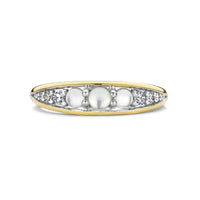 Ti Sento Yellow Gold Plated Cubic Zirconia Mother of Pearl White Ring