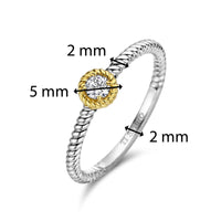 Ti Sento Yellow Gold Plated Cubic Zirconia Twisted Ring