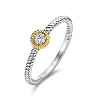 Ti Sento Yellow Gold Plated Cubic Zirconia Twisted Ring