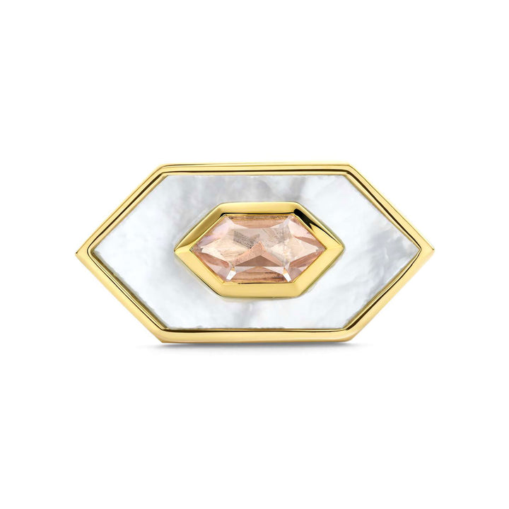 Ti Sento Nude And Mother Of Pearl White Hexagonal Ring