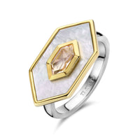 Ti Sento Nude And Mother Of Pearl White Hexagonal Ring