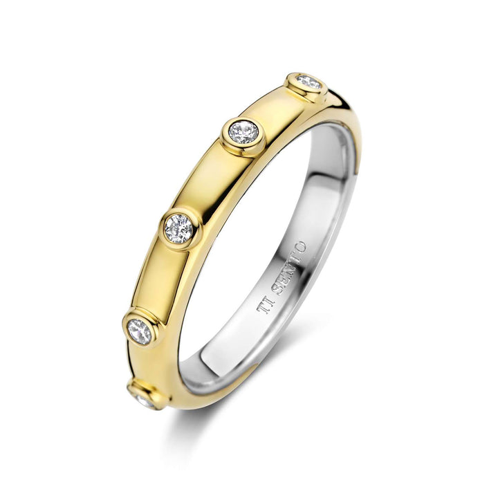 Ti Sento Yellow Gold Plated Cubic Zirconia Ring