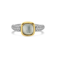 Ti Sento Yellow Gold Plated Grey Crystal and Cubic Zirconia Ring