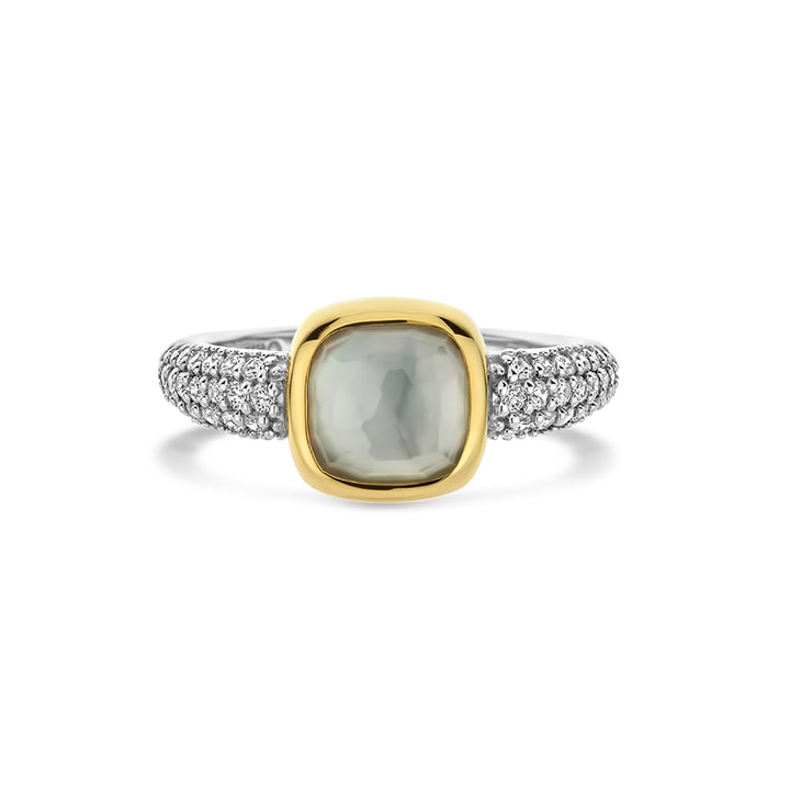 Ti Sento Yellow Gold Plated Grey Crystal and Cubic Zirconia Ring