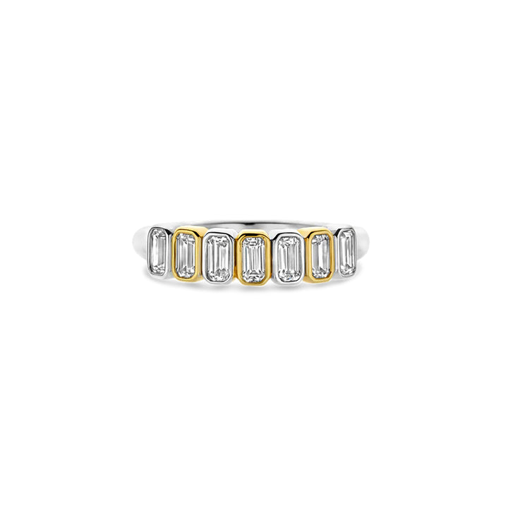 Ti Sento Yellow Gold Plated Cubic Zirconia Seven Stone Ring