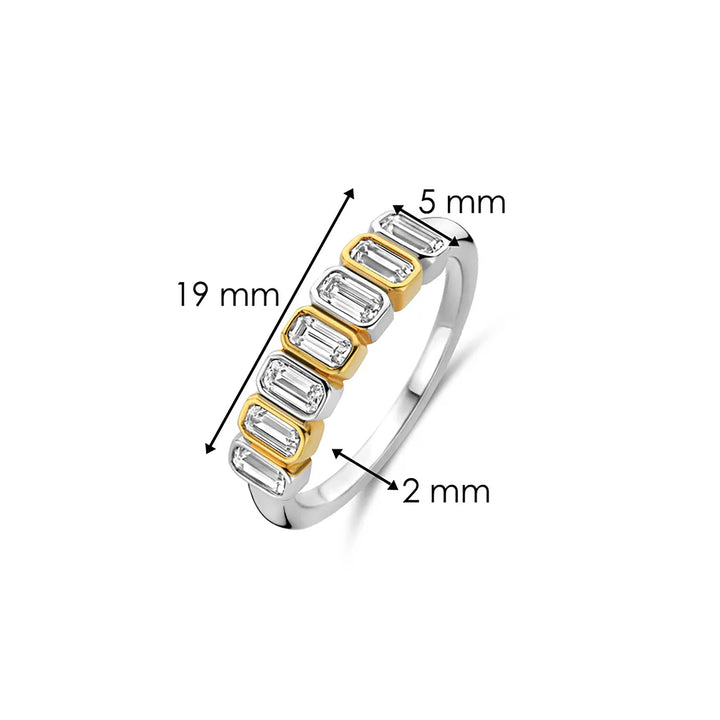 Ti Sento Yellow Gold Plated Cubic Zirconia Seven Stone Ring