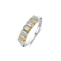 Ti Sento Yellow Gold Plated Cubic Zirconia Seven Stone Ring