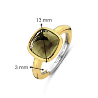 Ti Sento Yellow Gold Plated Khaki Green Ring