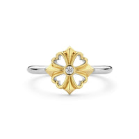 Ti Sento Yellow Gold Plated Cubic Zirconia Clover Ring