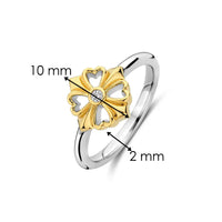 Ti Sento Yellow Gold Plated Cubic Zirconia Clover Ring