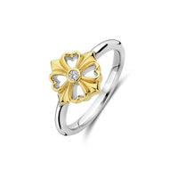 Ti Sento Yellow Gold Plated Cubic Zirconia Clover Ring