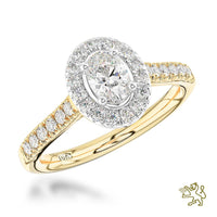 Skye Oval Halo 0.31ct E VS2 Diamond Yellow Gold/Platinum Ring - Michael Jones Jeweller