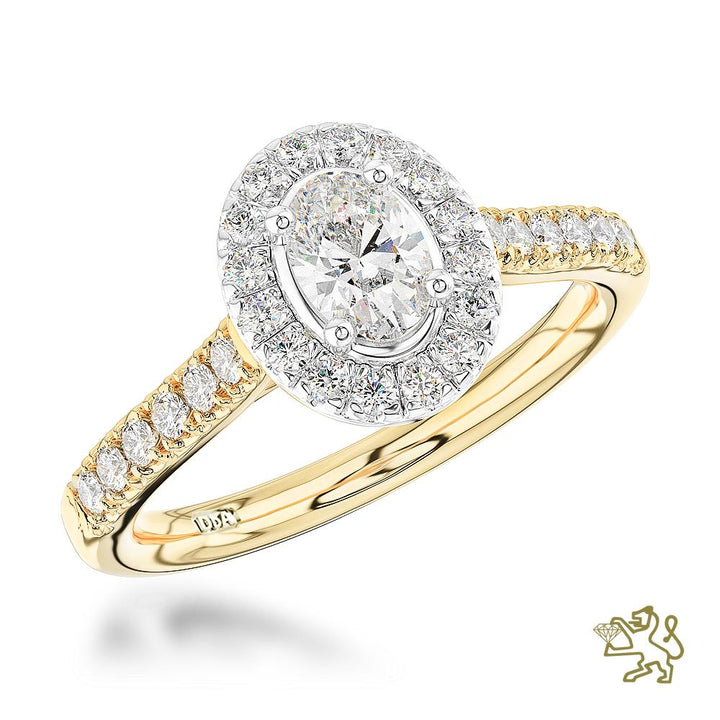 Skye Oval Halo 0.31ct E VS2 Diamond Yellow Gold/Platinum Ring - Michael Jones Jeweller