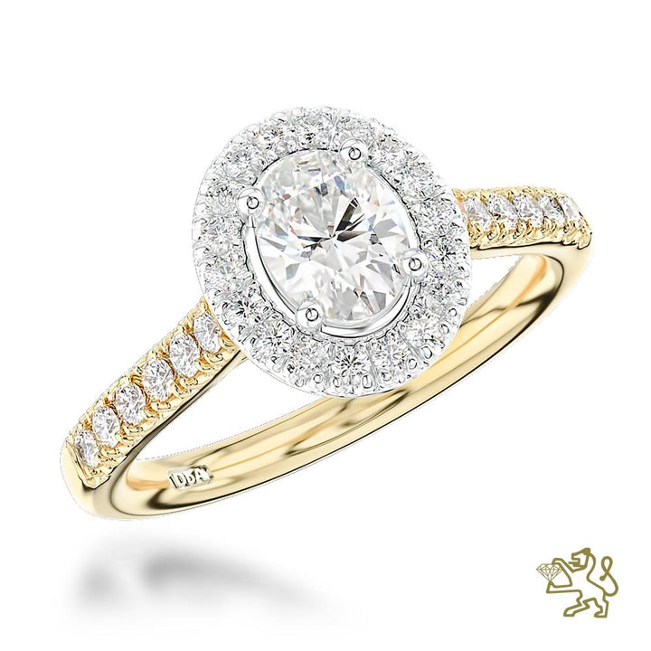 Skye Oval Halo 0.50ct F VVS2 Diamond Yellow Gold/Platinum Ring