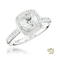 Skye Brava Halo 0.70ct E SI1 Diamond Platinum Ring